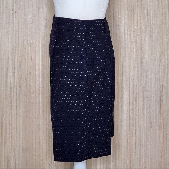 Anne Klein II Vintage 90s Wool Shorts Pleated Navy/White Dashes Women's Size 10 - Picture 4 of 13